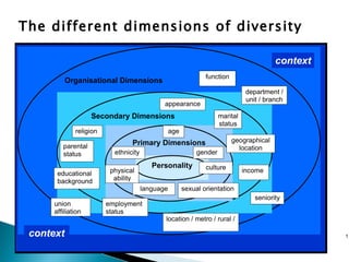 The different dimensions of diversity 