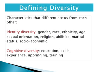 Defining Diversity 
