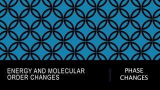 ENERGY AND MOLECULAR
ORDER CHANGES
PHASE
CHANGES
 