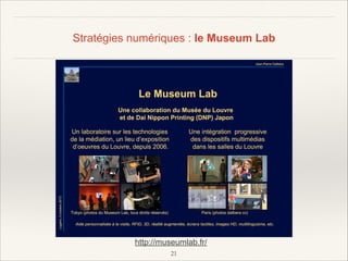 Stratégies numériques : le Museum Lab

http://museumlab.fr/
!21

 