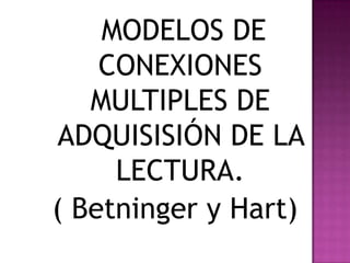   MODELOS DE CONEXIONES MULTIPLES DE ADQUISISIÓN DE LA LECTURA. ( Betninger y Hart)