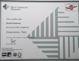 Dale Carnegie Certificate