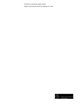 Commit to continuous improvement
Inspire and motivate others by sharing our vision
 