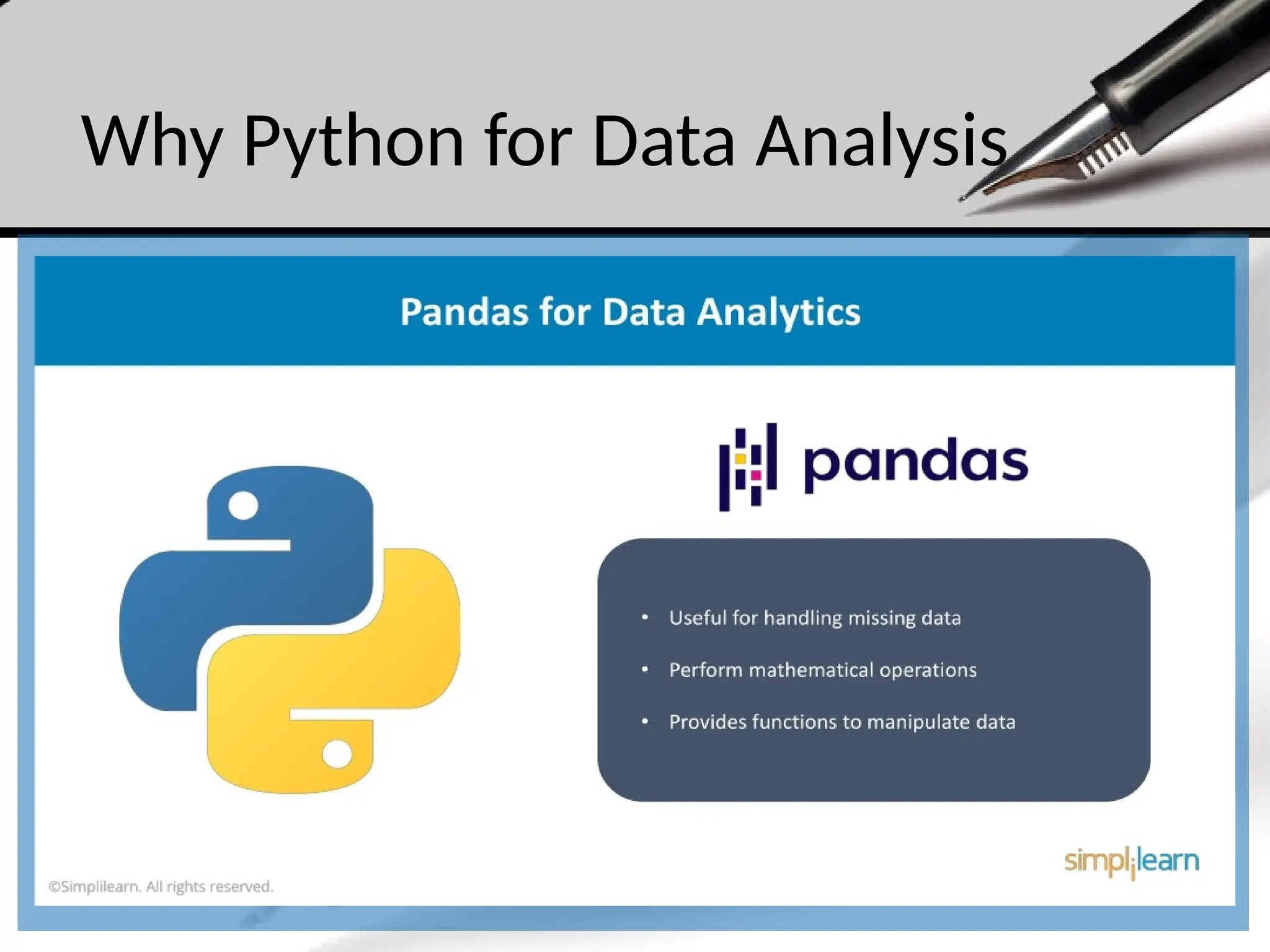 Why Python for Data Analysis
 
