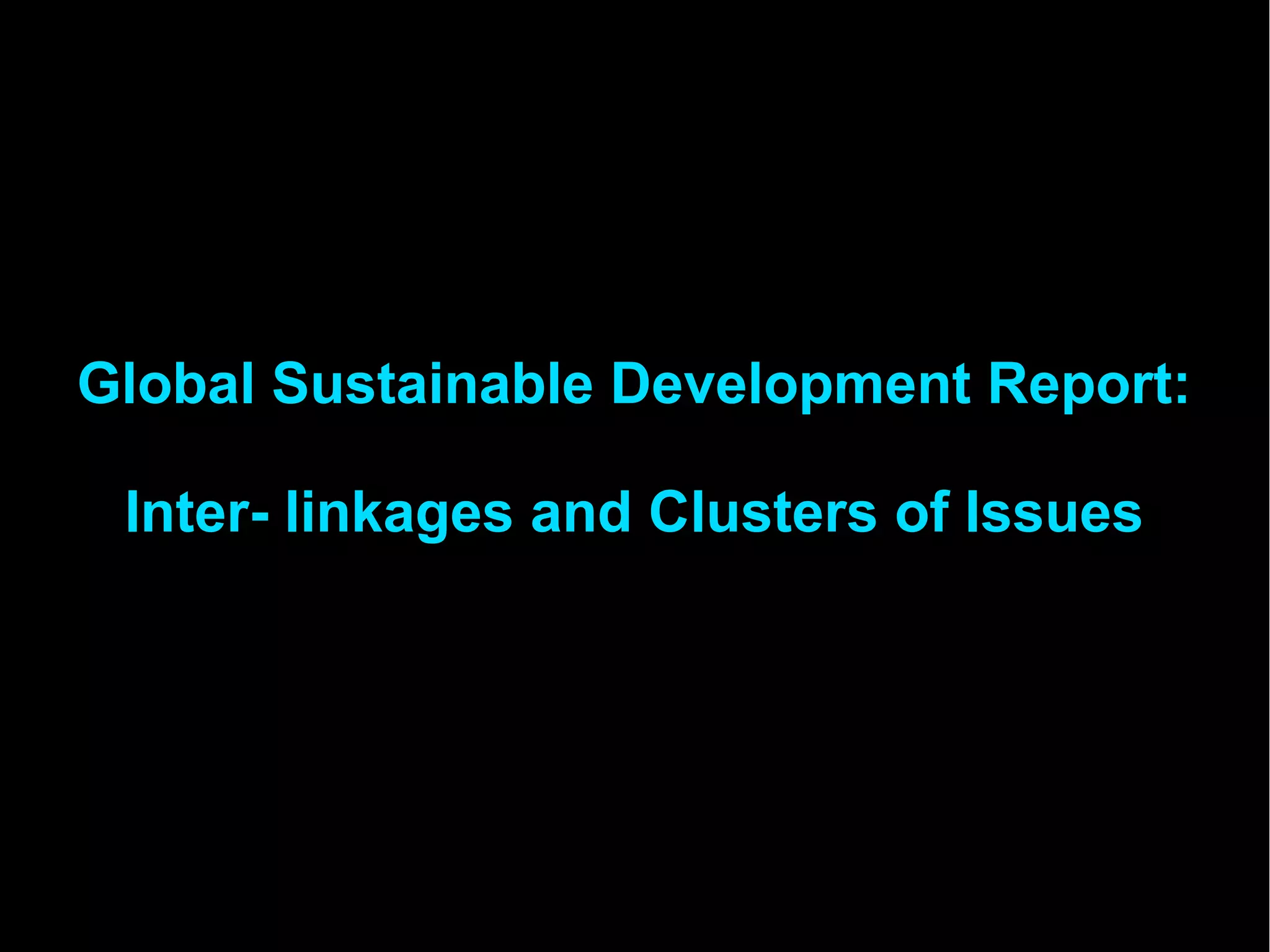 Global Sustainable Development Report:
Inter- linkages and Clusters of Issues