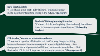 Students’ lifelong learning literacies
“It’s a set of skills we’re giving [the students] that allows
them to become a prof...