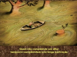 Quem não compreende um olhar  tampouco compreenderá uma longa explicação. 