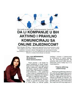 Da li kompanije u BiH aktivno i pravilno komuniciraju sa online zajednicom