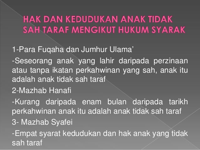 Dalil Dalil Hak Dan Kedudukan Anak Luar Nikah