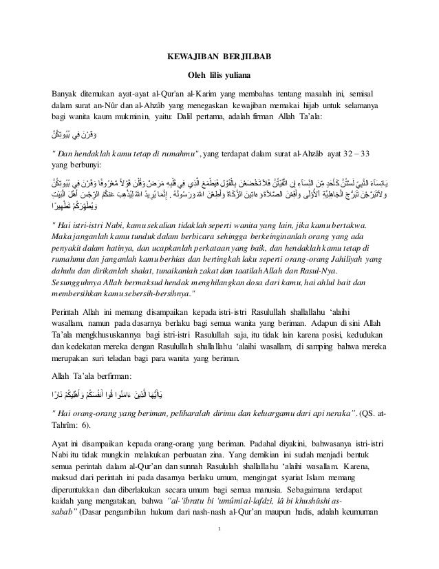 Dalil Kewajiban Berjilbab