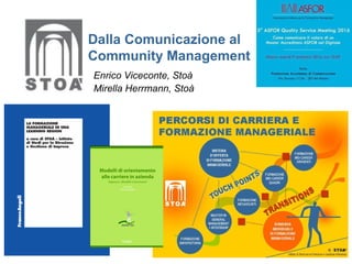 Dalla Comunicazione al
Community Management
Enrico Viceconte, Stoà
Mirella Herrmann, Stoà
 