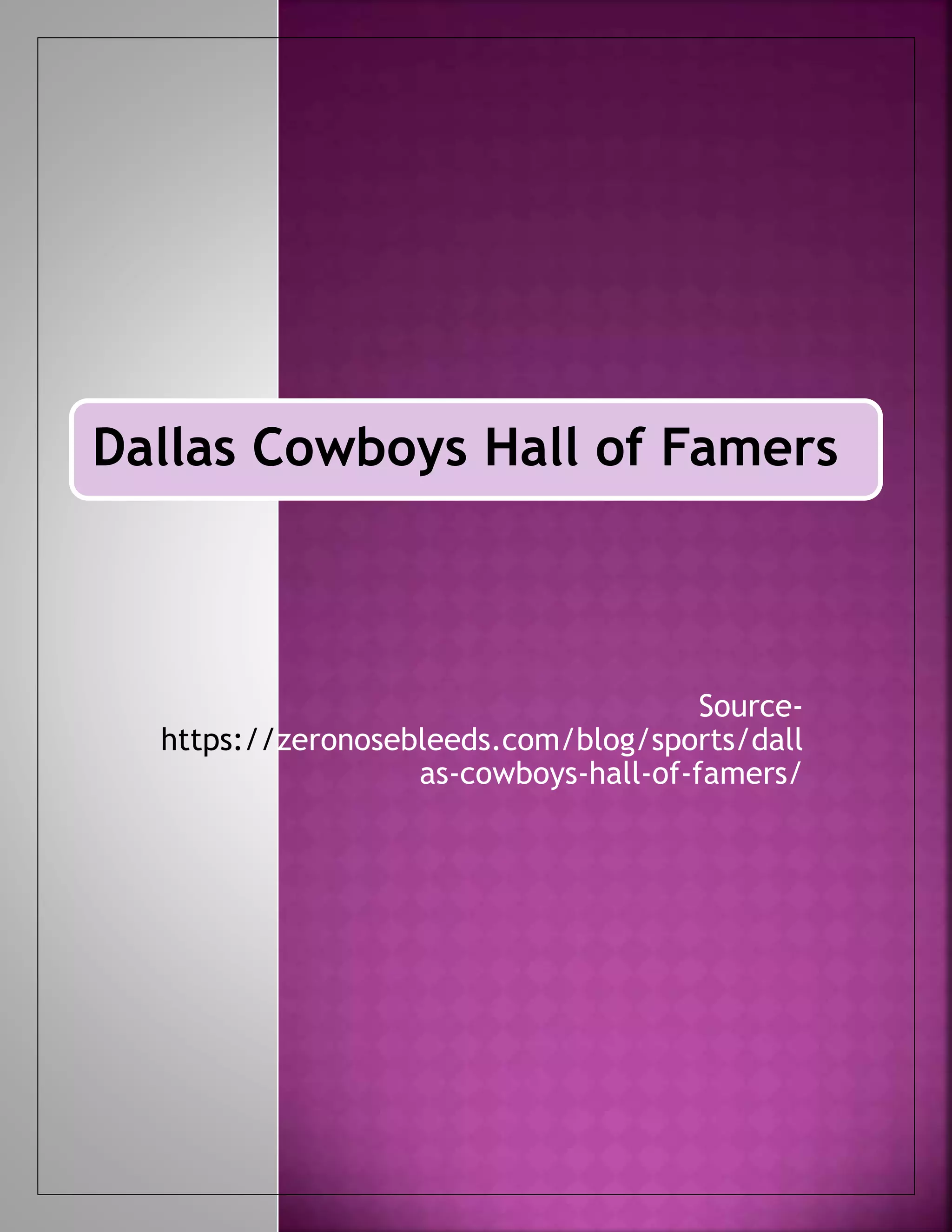Dallas cowboys hall of famers PDF