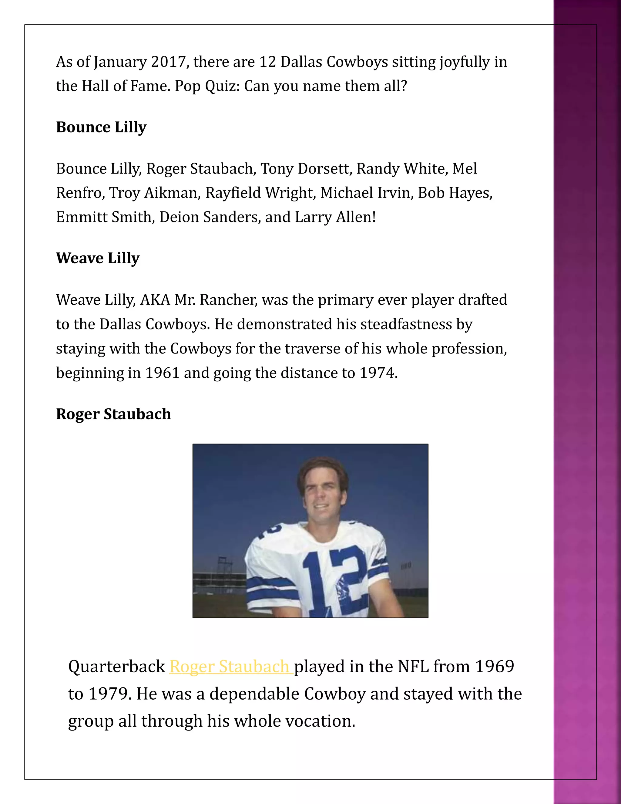 Dallas cowboys hall of famers