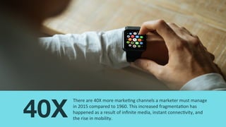40X
There	
  are	
  40X	
  more	
  marke-ng	
  channels	
  a	
  marketer	
  must	
  manage	
  
in	
  2015	
  compared	
  t...
