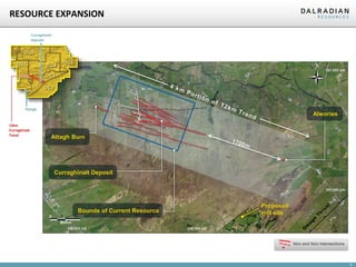 9
RESOURCE EXPANSION
Vein and Vein Intersections
Curraghinalt Deposit
Attagh Burn
Alwories
Proposed
mill site
Curraghinalt
Deposit
12km
Curraghinalt
Trend
Rylagh
Bounds of Current Resource
 