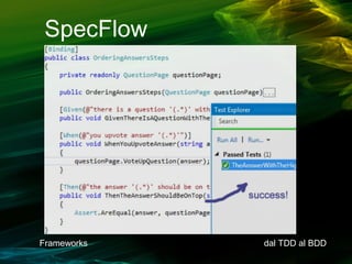 SpecFlow

Frameworks

dal TDD al BDD

 