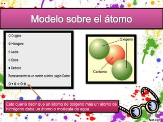 Esto quería decir que un átomo de oxígeno más un átomo de
hidrógeno daba un átomo o molécula de agua.
 