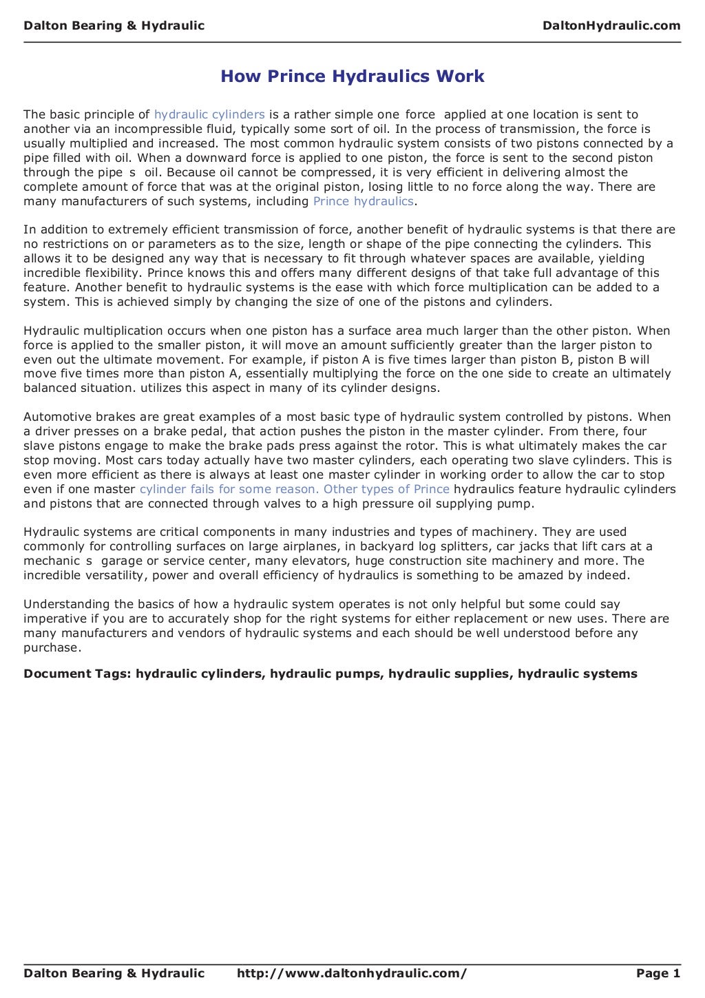 Dalton bearing & hydraulic dalton how prince hydraulics