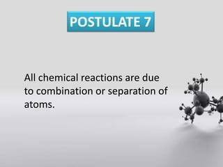 All chemical reactions are due
to combination or separation of
atoms.
 