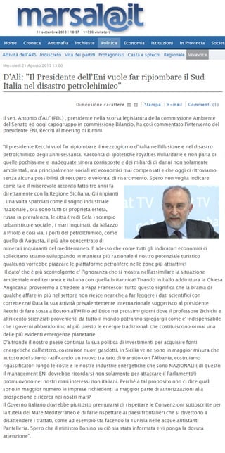 Senatore Antonio D'Alì tutela coste siciliane