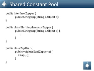   An instruction set	 	Types of VM ?	 Based on its Working &Functionality : 1. System Virtual Machine (supports execution of a complete operating system)2. Process Virtual Machine (supports execution of a single process) Based on its architecture :1. Stack based VM (uses instructions to load in a stack for execution)2. Register based VM (uses instructions to be encoded in source and destinationregisters)
