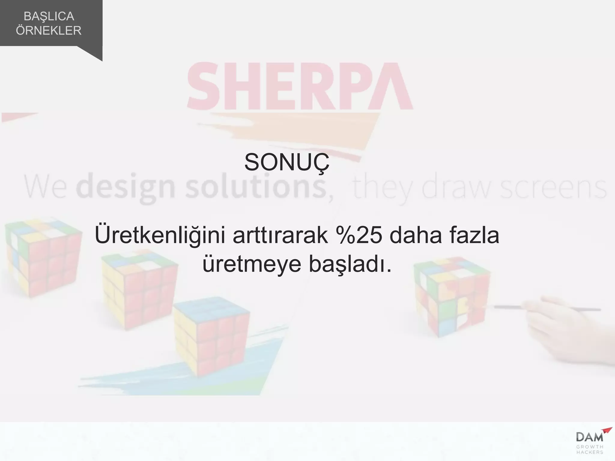 BAŞLICA
ÖRNEKLER
BAŞLICA
ÖRNEKLER
Üretkenliğini arttırarak %25 daha fazla
üretmeye başladı.
SONUÇ
 