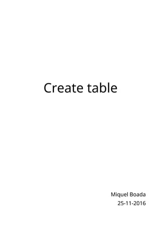 Create table
Miquel Boada
25-11-2016
 