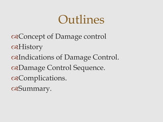 Damage Control Qec Damage Control Laparotomy - an evidence based approach | PPTX