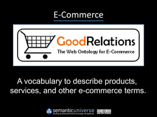 E-Commerce




  A vocabulary to describe products,
services, and other e-commerce terms.
 