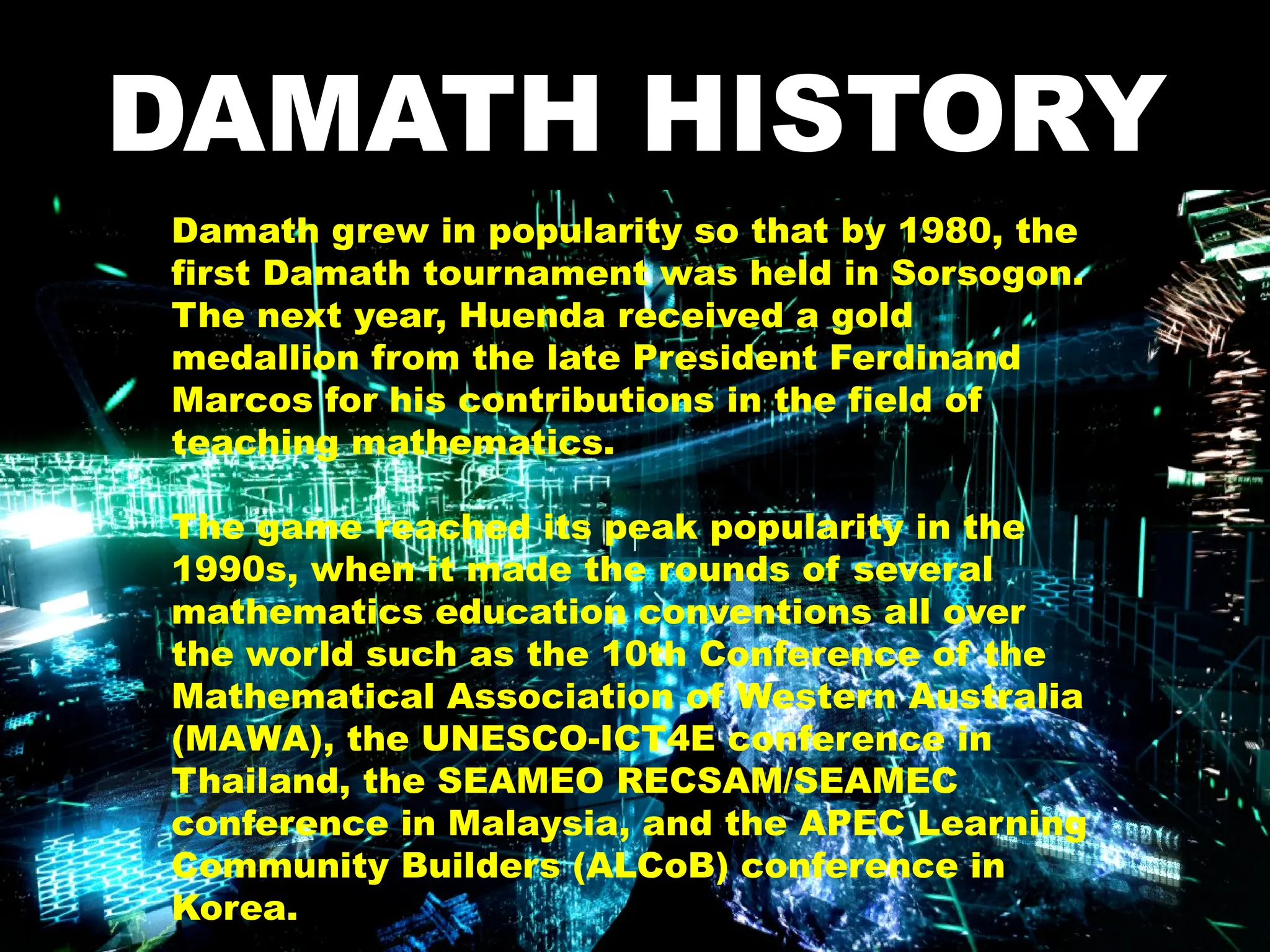 Damath Presentation for damath Game in Grade 7 to gRade 10 | PPTX