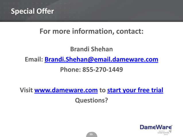 DameWare Remote Support v10 with DameWare | PPT