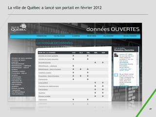 La ville de Québec a lancé son portail en février 2012




                                                         42
 