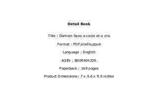 Free Epub Damien Saez A Corps Et A Cris Read Online