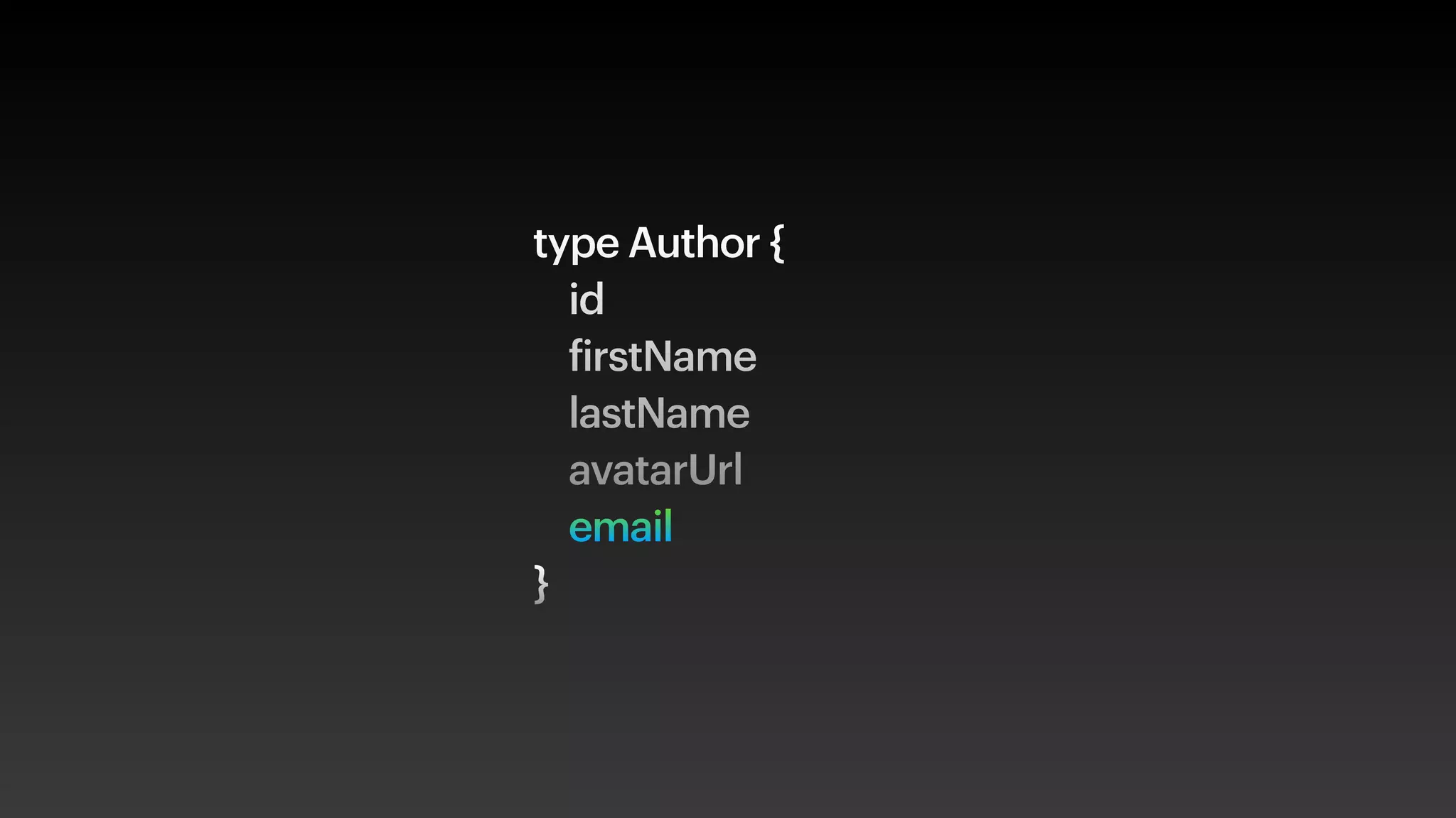 type Author {
id
firstName
lastName
avatarUrl
email
}
 