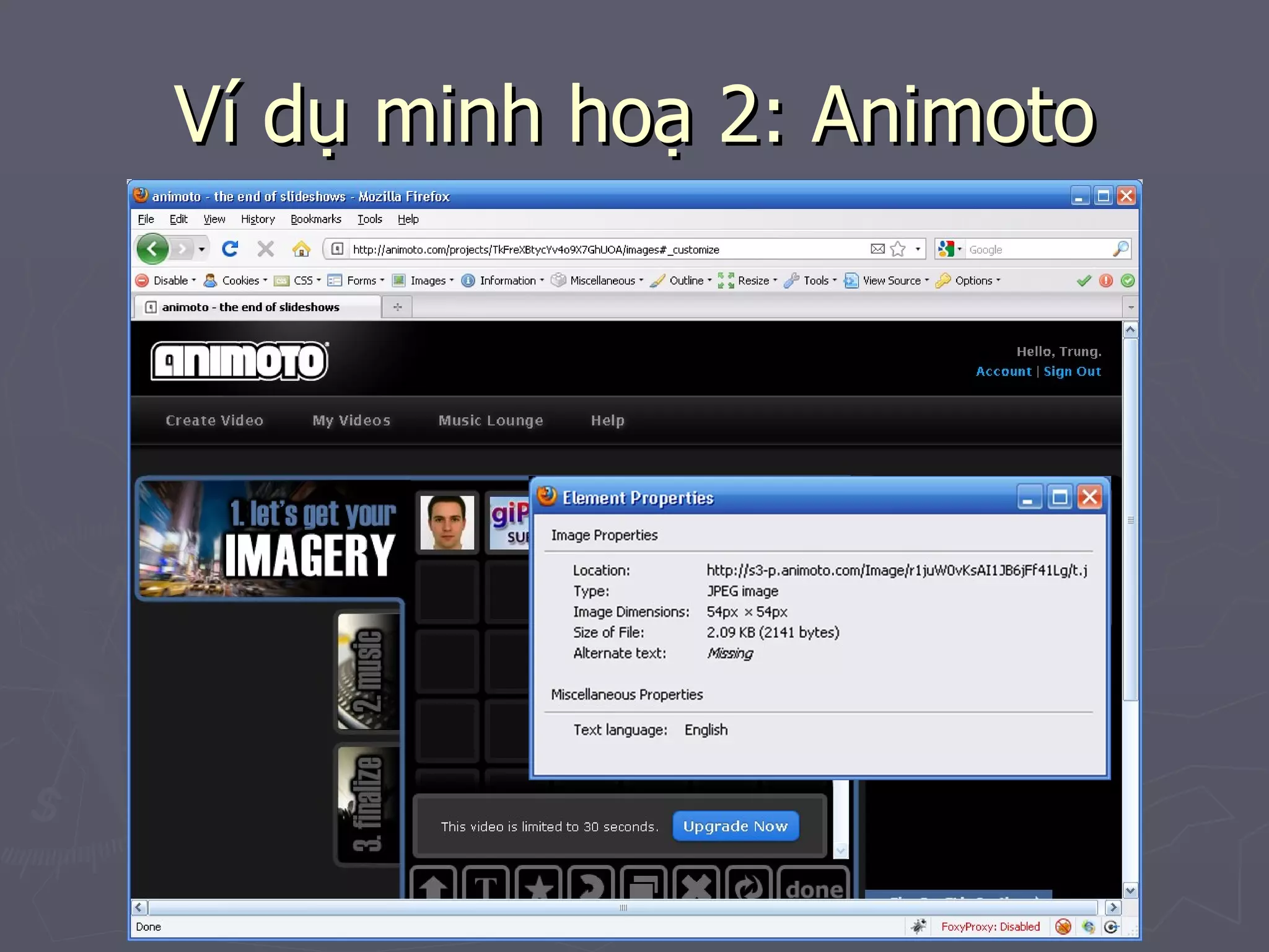 Ví dụ minh hoạ 2: Animoto 