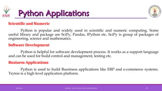 Scipy Applications Comprehensive Introduction to Python Programming and Data Science | PPT