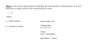 Basic Statistical and Machine Learning Techniques | PDF