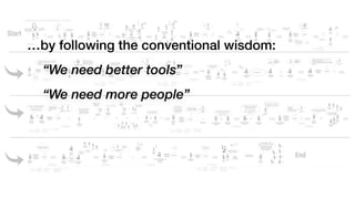 “We need better tools”
“We need more people”
…by following the conventional wisdom:
 