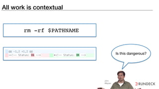 All work is contextual
rm -rf $PATHNAME
Is this dangerous?
John
Allspaw
 