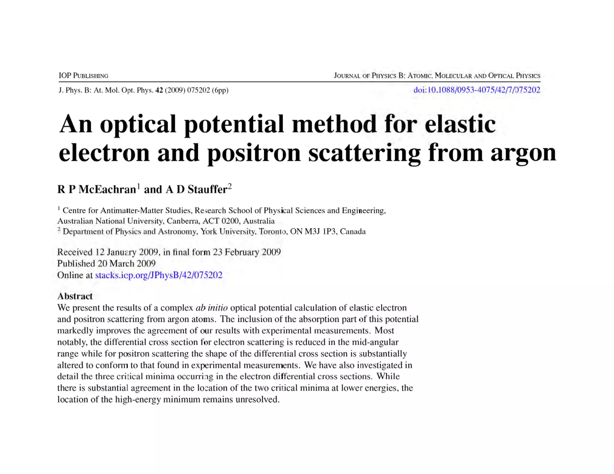 Extension to account for inelastic effects:
       J. Phys. B 42 (2009) 075202
 