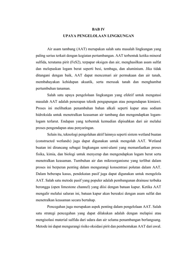 DAMPAK AIR ASAM TAMBANG AKIBAT OKSIDASI PIRIT TERHADAP AIR DAN TANAH DI ...
