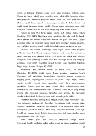 Dampak standar mutu pendidikan global terhadap sistem pendidikan