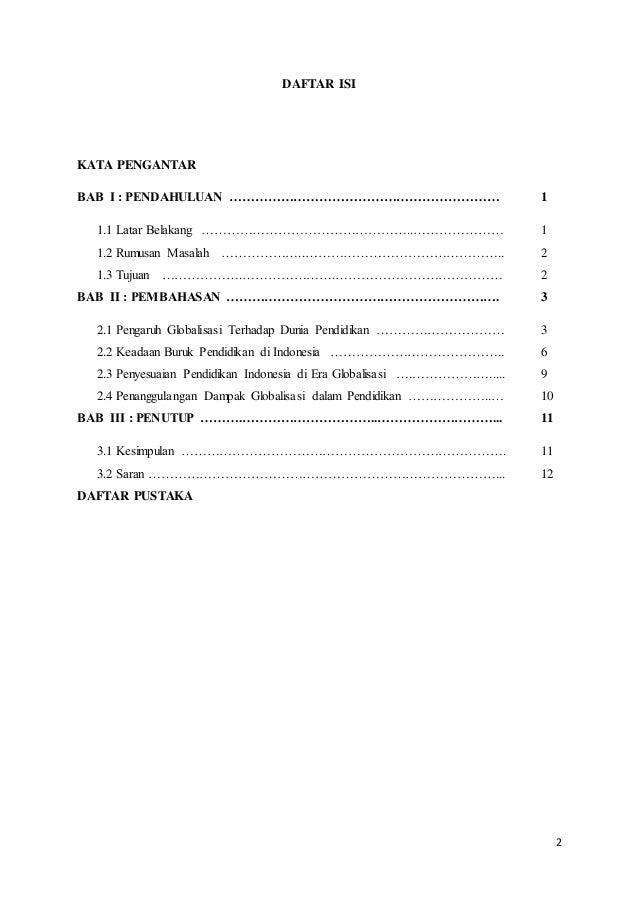 Daftar Isi Globalisasi  human capital 3 0, makalah sistem 