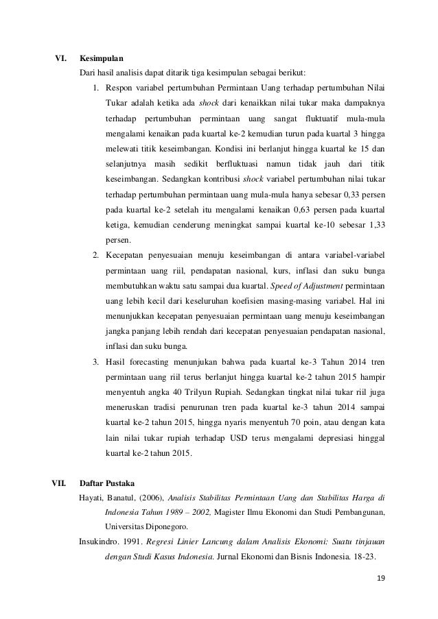Dampak Ketidakstabilan Nilai Tukar Terhadap Permintaan Uang Di Indone