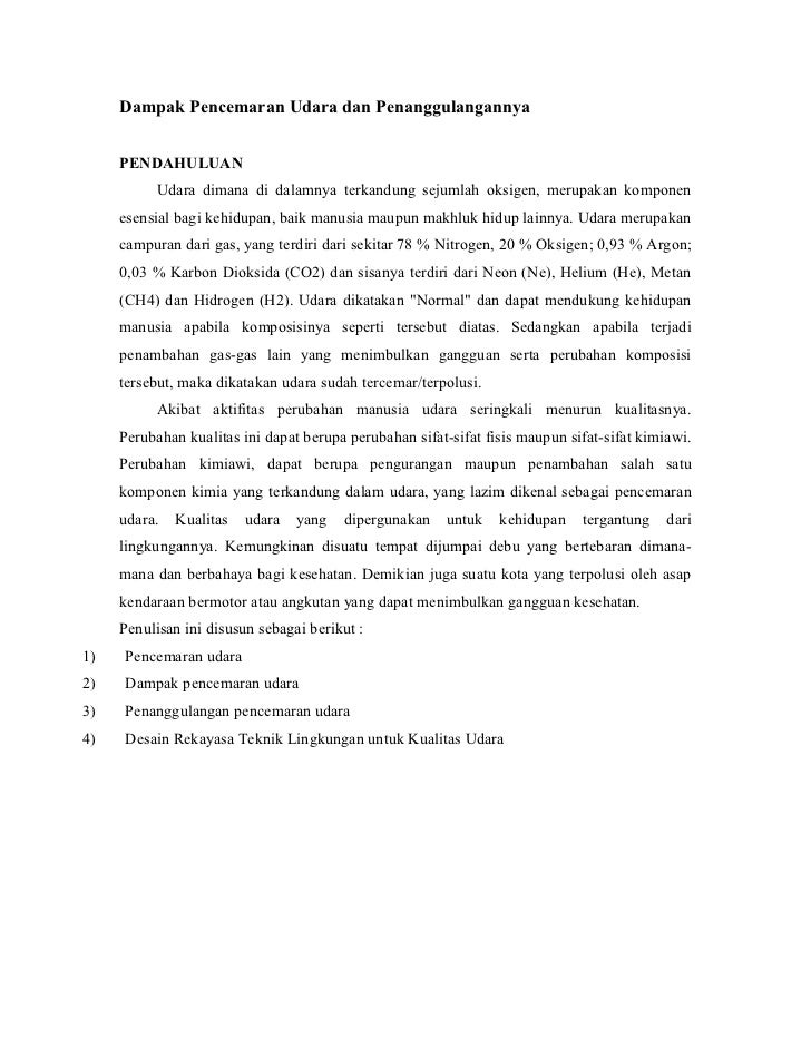 Dampak Pencemaran Udara Dan Penanggulangannya