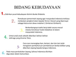 Dampak pendudukan jepang di bidang ekonomi, sosial politik | PPT