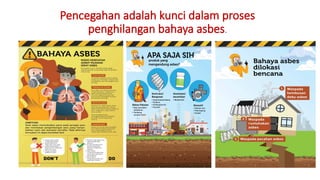 Pencegahan adalah kunci dalam proses
penghilangan bahaya asbes.
 