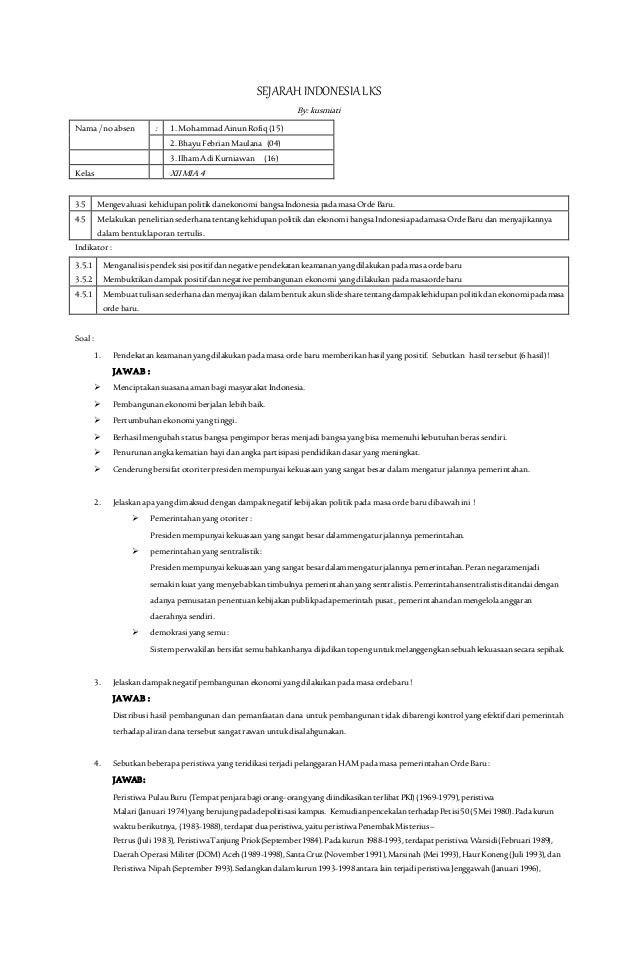 Dampak Positif Negatif Kebijakan Politik Ekonomi Masa Orde Baru