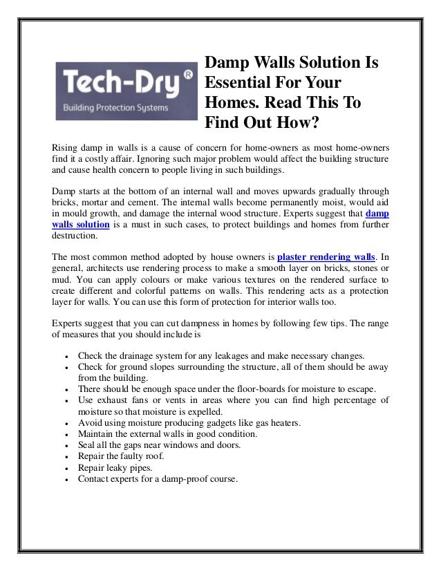 Damp Walls Solution Is Essential For Your Homes
