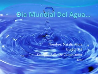 Día Mundial Del Agua… Nombre: Natalia Mora Grado: 8-B Colegio: Salle De Campoamor 2011 